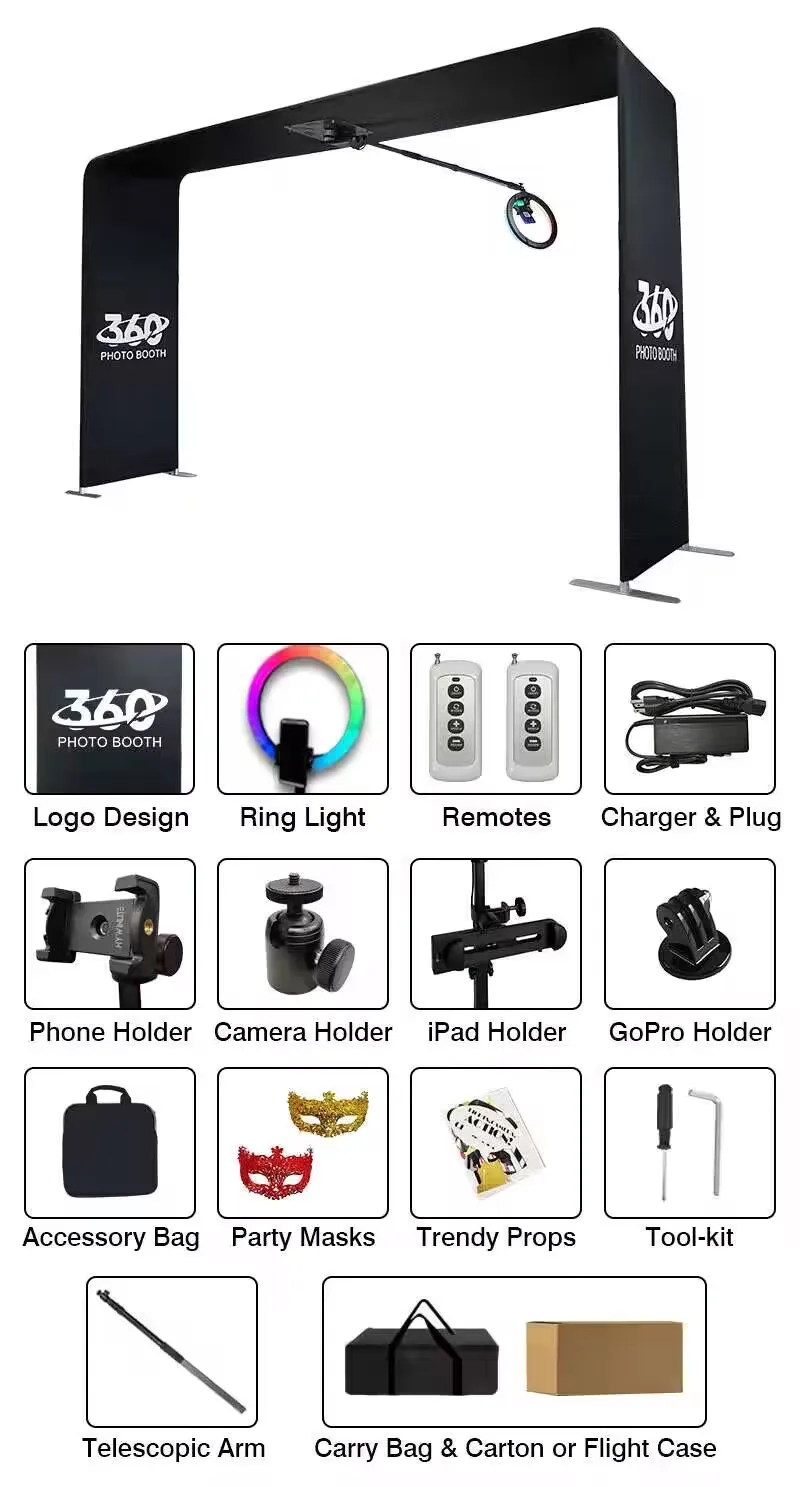 ZJW high-quality hot selling customized products Remote Control Selfie Sky Portable Overhead 360 Photo Booth Automatic Truss Top