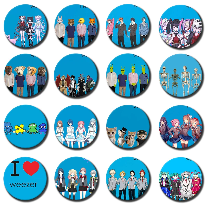 Creative Funny Weezer Pfp Lapel Pins Custom Cartoon Figure Icon Badge Handmade Snap-in Brooches for Backpack Clothes Decoration