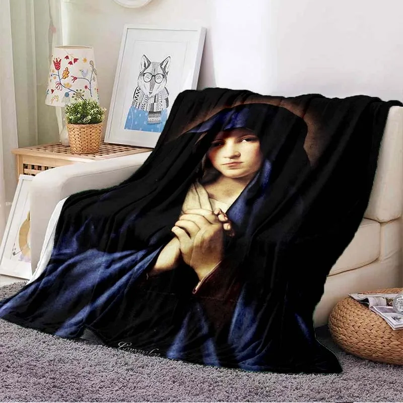 Our Lady Guadalupe Mexican Virgin Mary Blanket Winter Warm Bedspread Plush Soft Cover Flannel Spread Bedding Sofa Office Velvet