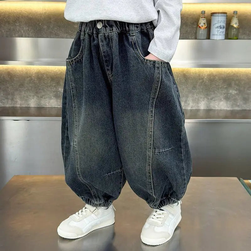 Children's Jeans Spring Autumn New Loose Pants Cool Kids Trousers Fashion Casual Denim Long Pants for Boys Girls Streetwear