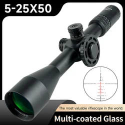 Tactical 5-25X50 FFP Red Green Range Finder Reticle Optical Sight Outdoor Shooting Rifle Scope 11mm/20mm Rail Mount