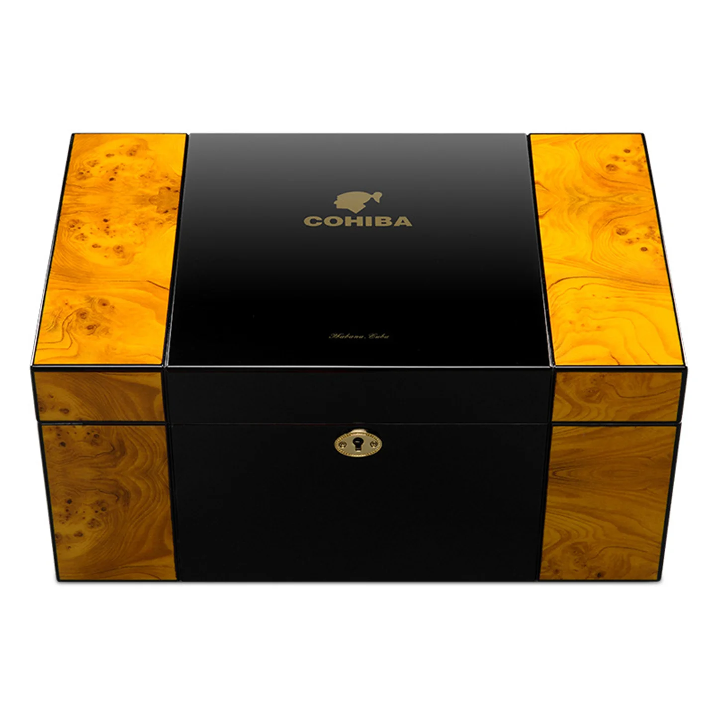 Desktop Cigar Humidor Box, 150-Cigar Capacity with Humidity Control & Pest Resistance - Spanish Cedar Wood Piano Paint