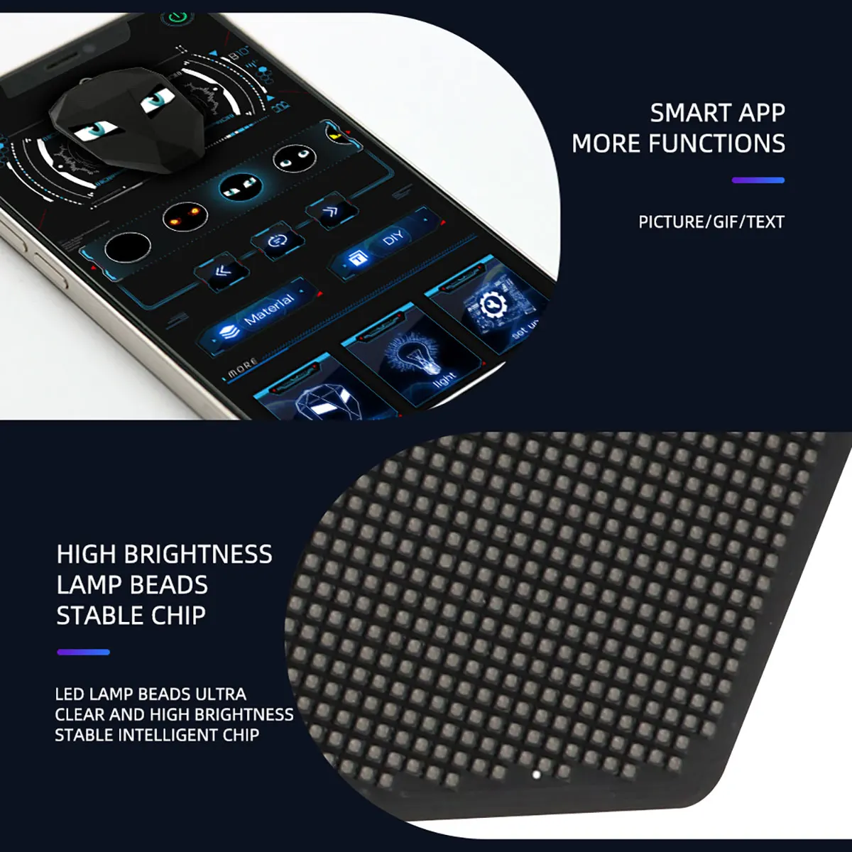 12V Blinking Eyes LED Display Panel Eagle Eyes Winking Screen APP Programmable LED Eye Display Sign for Car Backpack Bag Screen