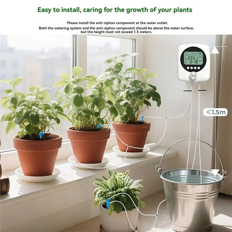 For 30 Potted Plants Compatible Dual Pump Automatic Plant Watering System Indoor Self Watering Device For Vacations
