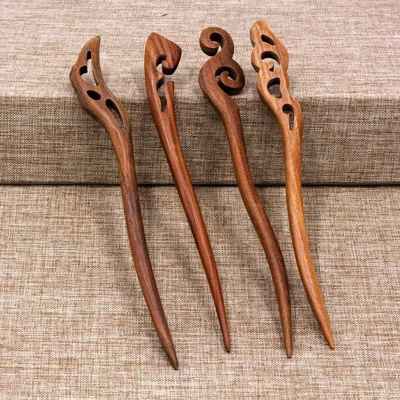 

1PC Chinese Retro Style Peach Wood Carved Hairpin Handmade Hollow Out Hair Stick Hairpin Hair Styling Tools Hair Accessories