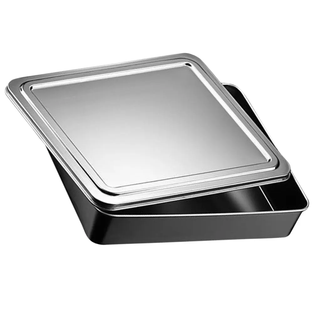 

Stainless Steel Tiramisu Pan Rectangle Covered Cake Baking Box 33 5x28 5x6cm Nonstick Bakeware Cake Storage Container