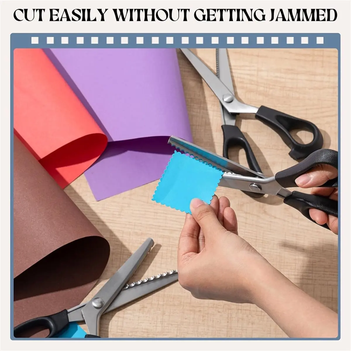 Y48A J~3 Sizes Pinking Shears for Crafting and Paper Cutting, 3mm, 5mm, 7mm Scalloped Scissors, for Leather Fabric Craft Paper