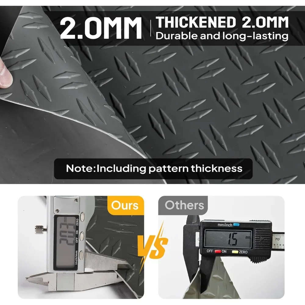 Thick Diamond Plate PVC Garage Floor Mat - 7.5 x 17 FT Roll for Under Car and Parking Area