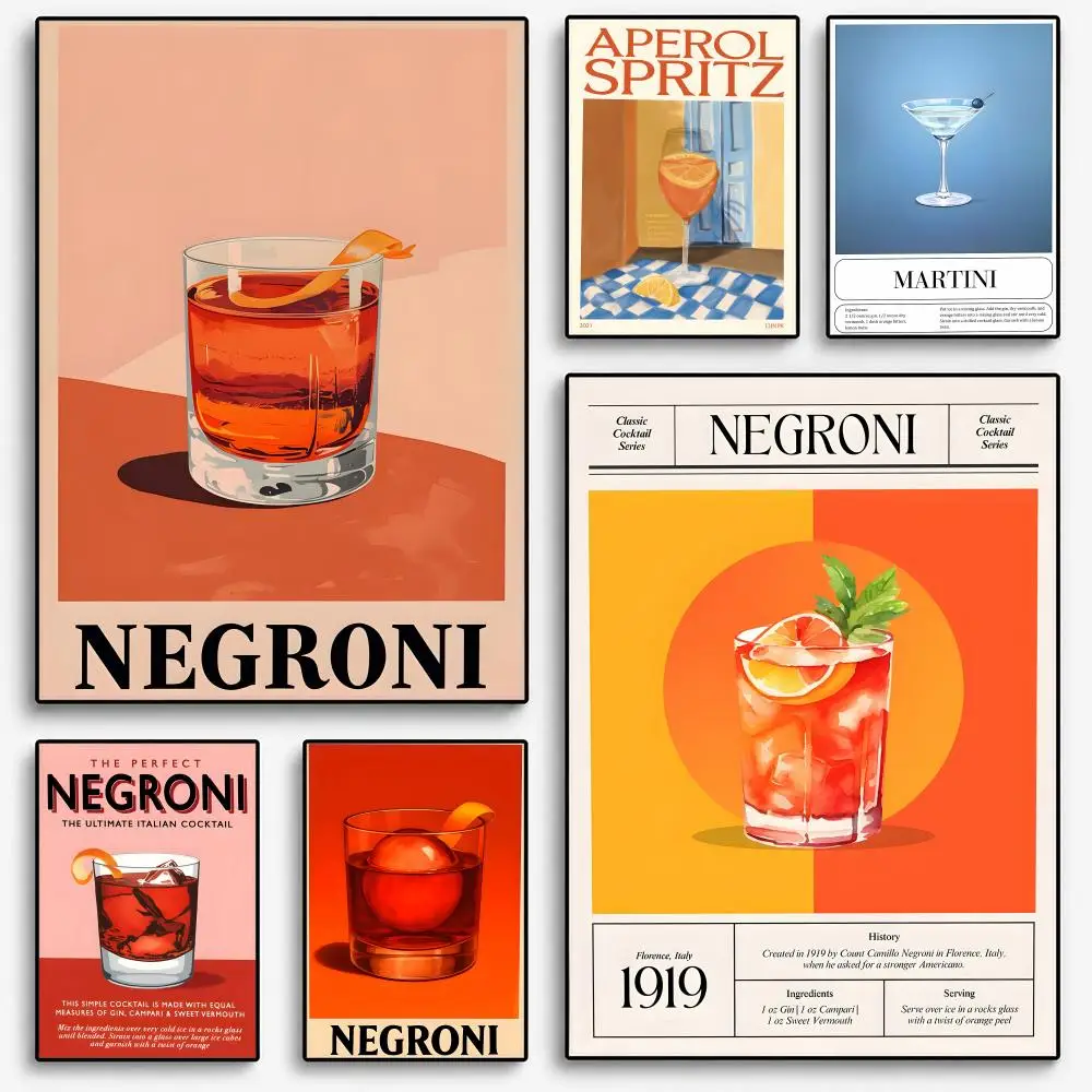 Retro Modernes Klassisches Negroni Cocktail Alkohol Poster Raumdekoration Innenraum Wandkunst Druck Garage Poster Geschenk