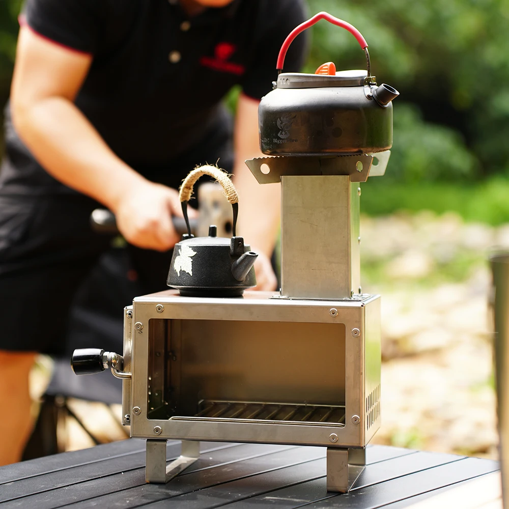 

Multifunctional Outdoor Camp Square Bbq Charcoal Wood Burning Stove Windproof Large Fire Flammable Camping Wood Stove