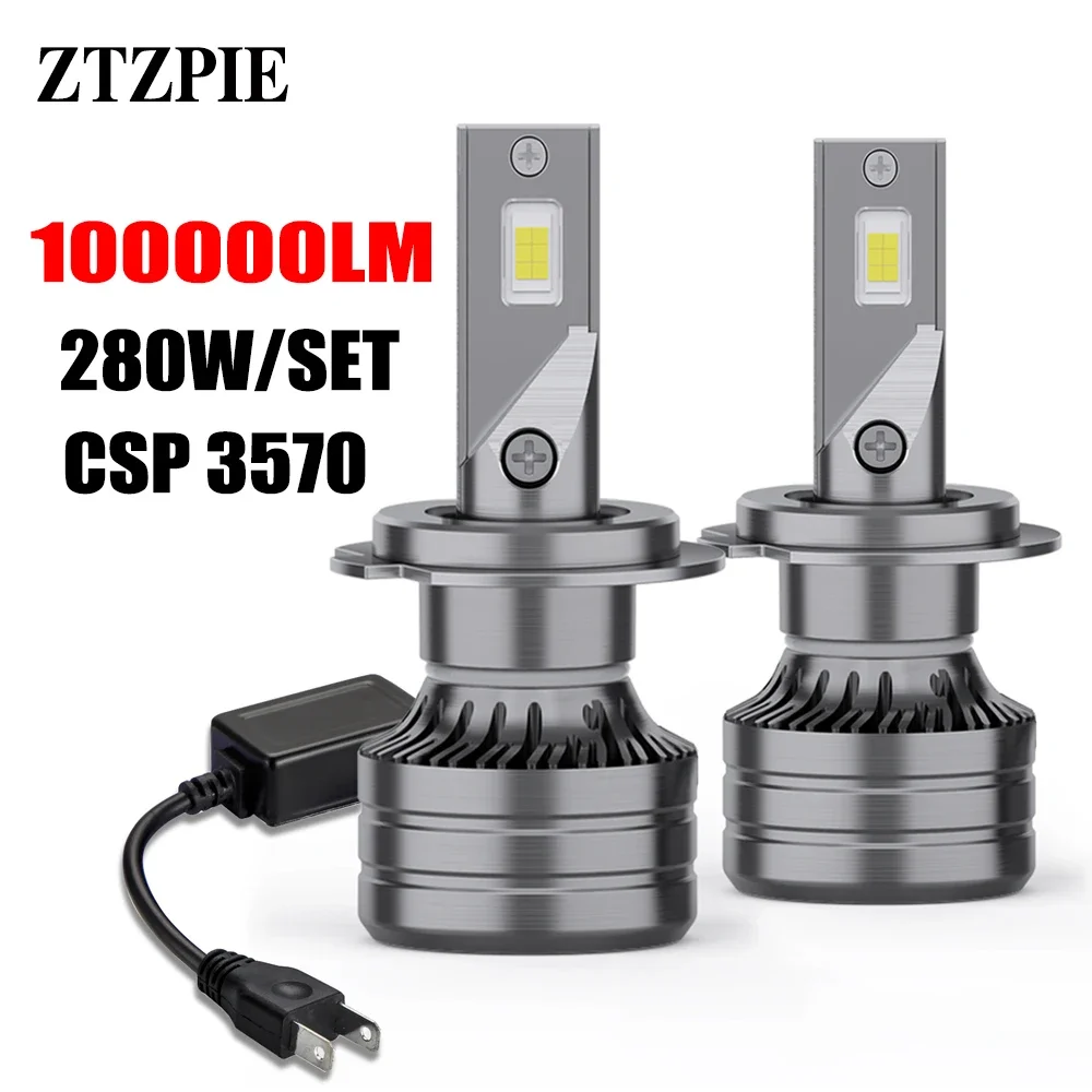 ZTZPIE Pure White 6000K 280W 100000LM H7 H4 H11 9005HB3 9006 HB4 H1 9012 CSP 3570 Canbus Led Headlight Bulb 2PCS Car Fog Light