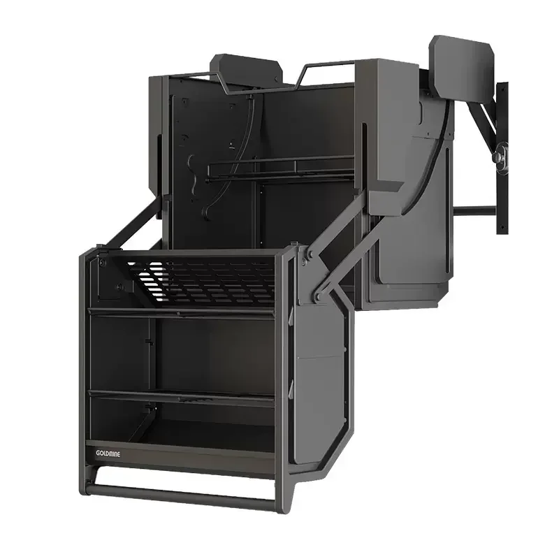 Hot Sales Goldmine Kitchen Cabinet Storage Pull Down Shelf Spice Rack Organizer 2 Tier Pull Down Shelf Cabinet For Pantry
