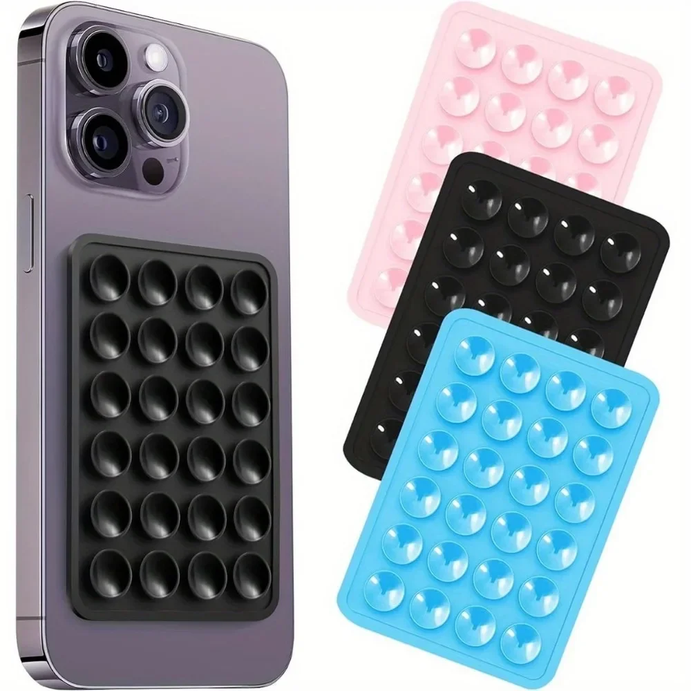 Suction Cup Wall Stand Mat Multifunctional Silicone Leather Square Phone Single-Sided Case Anti-Slip Holder Mount Suction 2024