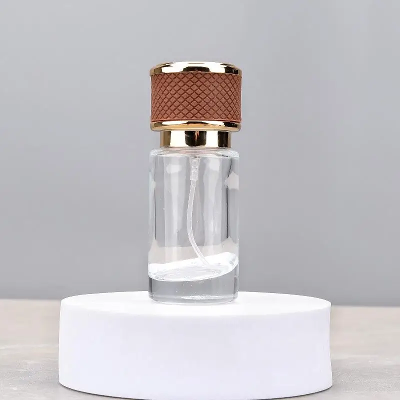 20ml Leere Glas-Parfümflasche mit Schraubverschluss aus Leder, Feiner Nebel Duftspray Zerstäuber Behälter – Detail 3