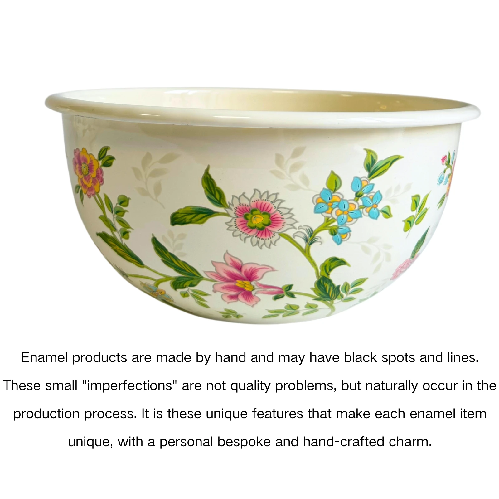 Enamel salad mixing bowl wide bowl mouth pastoral style small floral