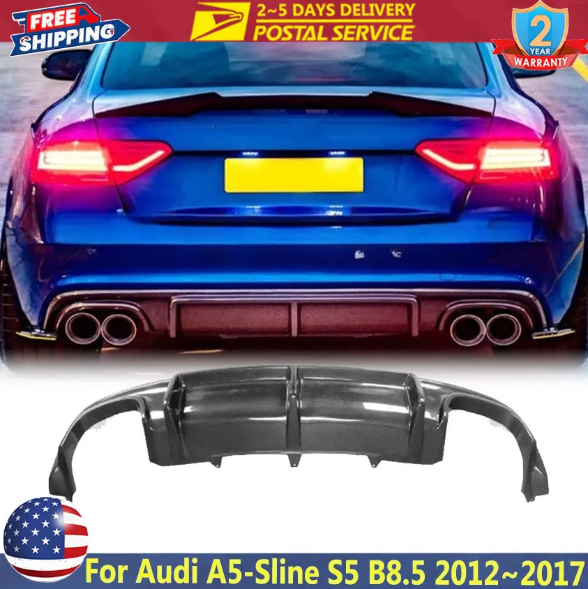 

Задний диффузор для Audi A5 Sline S5 B8.5 Sedan Coupe Convertible 2012 ~ 2017, плавник акулы, задний бампер из углеродного волокна, диффузор, губа