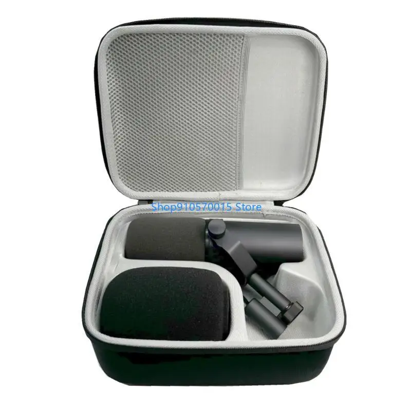B95C Portable EVA Case for SM7B/MV7/MV7X Microphone Carrying Storage Bag Soft Lining for Travel Office Home