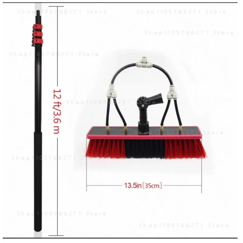 Water Fed Telescopic Pole Cleaning Brush, 3.6M Extendable Handle for Window Wall Solar Panel