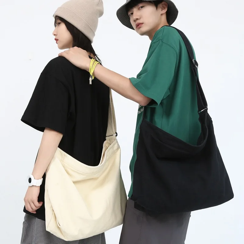 

Large Capacity Canvas Bag Solid Durable Washed Simple and Lazy Styl Artistic Crossbody Shoulder Bag Casual Shopping Bag