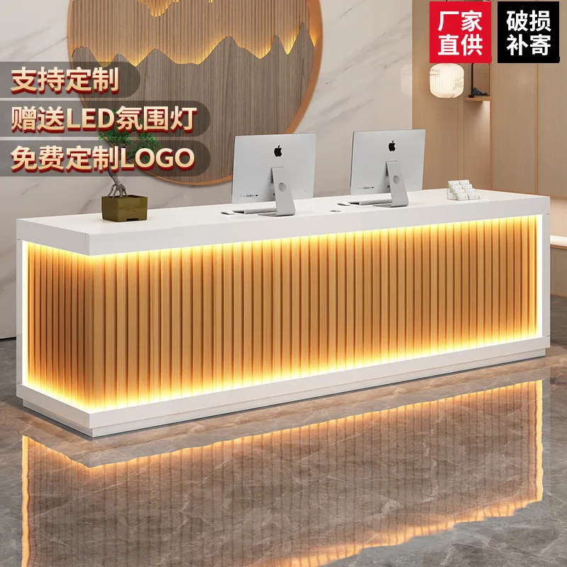 

light luxury company front reception desk commercial bar cabinet simple modern beauty salon station clothing store cashier