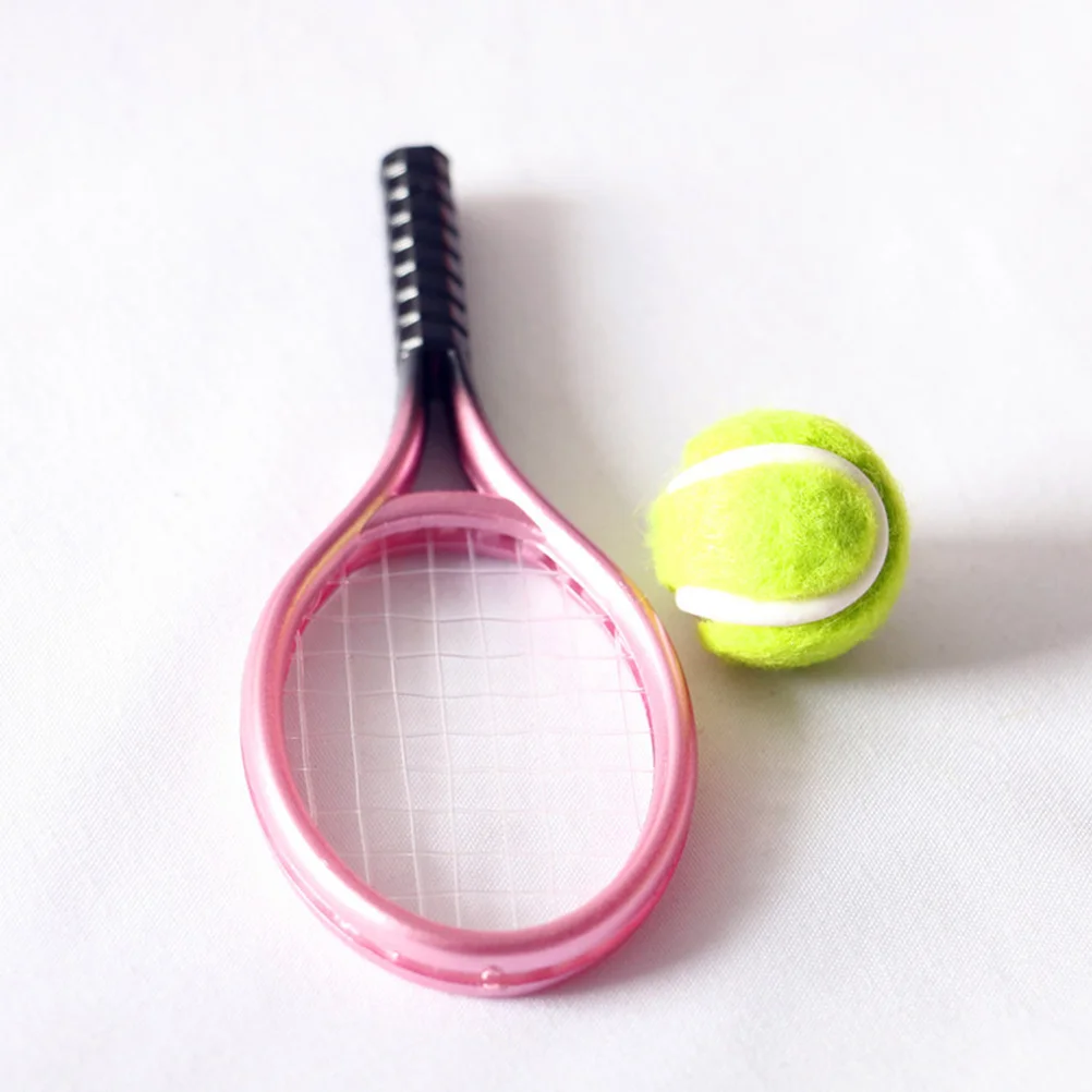 

3 Sets Tennis Racket Balls Funny Minihouse Tool Toddler Accessories Plastic Decor for Kids Decorative