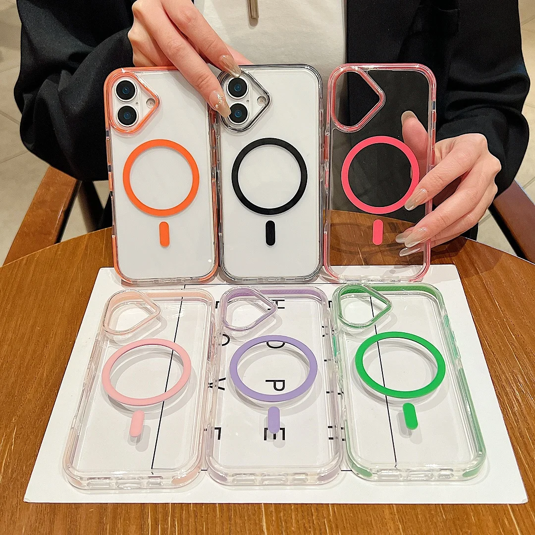 

New Anti-Fall Transparent Sturdy Case For iPhone 12 13 14 15 16 17 Air 17 Pro Max Plus Magnetic Wireless Charge Bumper Cover