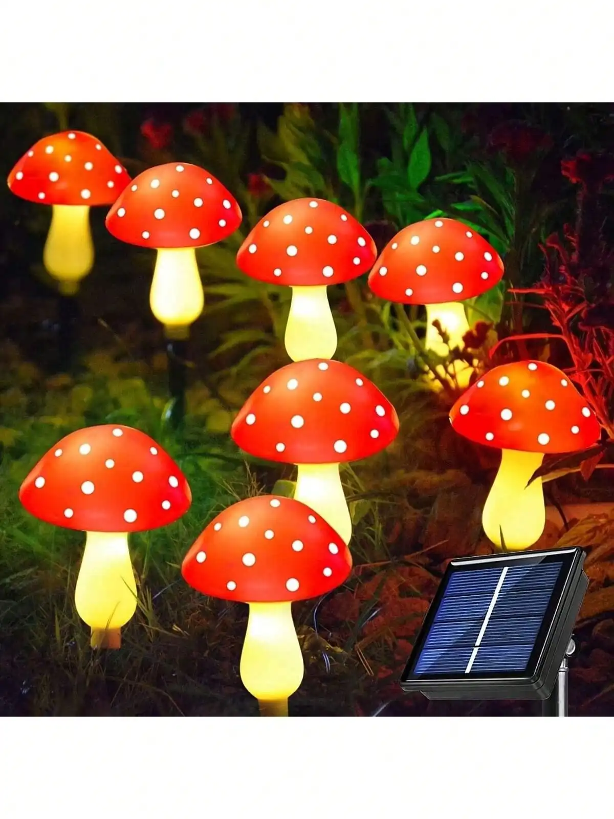 8/12/20 luci solari a forma di fungo rosso, LED caldo per la decorazione del letto di fiori della recinzione del giardino