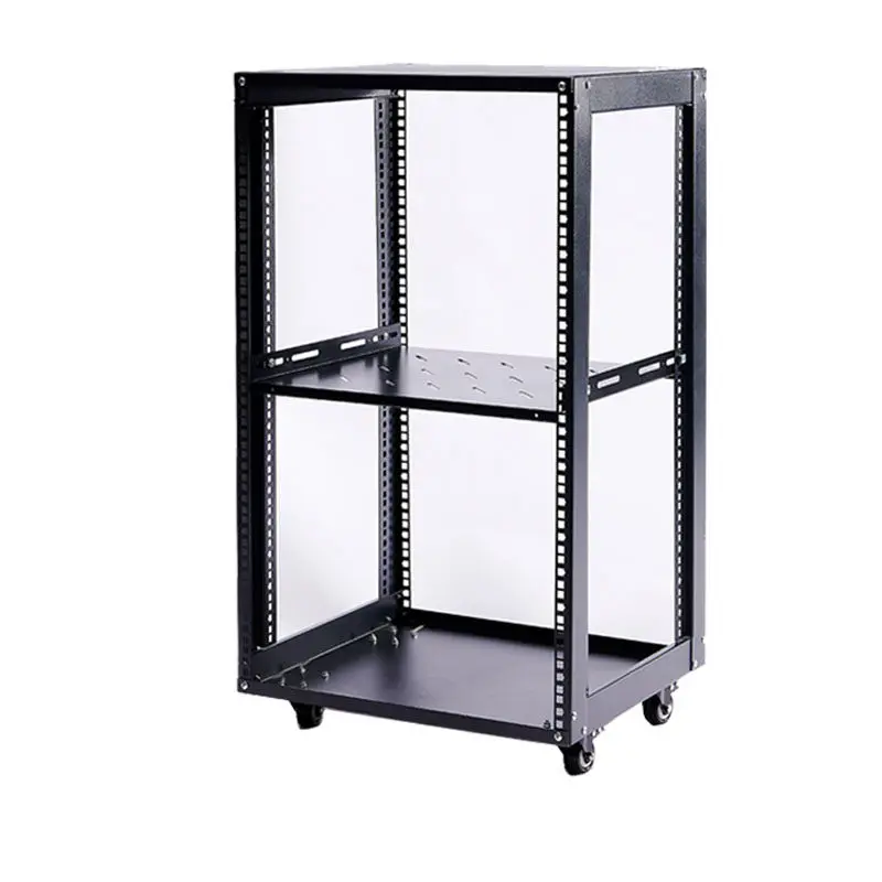 18U Simple Open Network Cabinet 2mm Adjust Shelf With 4 wheels for Server/Shielded Cabinet 12U Mobile Audio Amplifier Rack Shelf