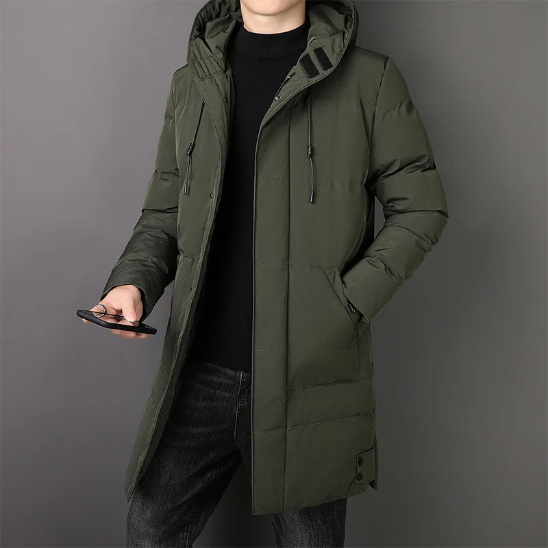 New Winter Hooded Parkas Men Thicken Warm Jacket Coat Mens Fashion Long Hooded Jacket Solid Color Winter Coat Plus Size M-8XL