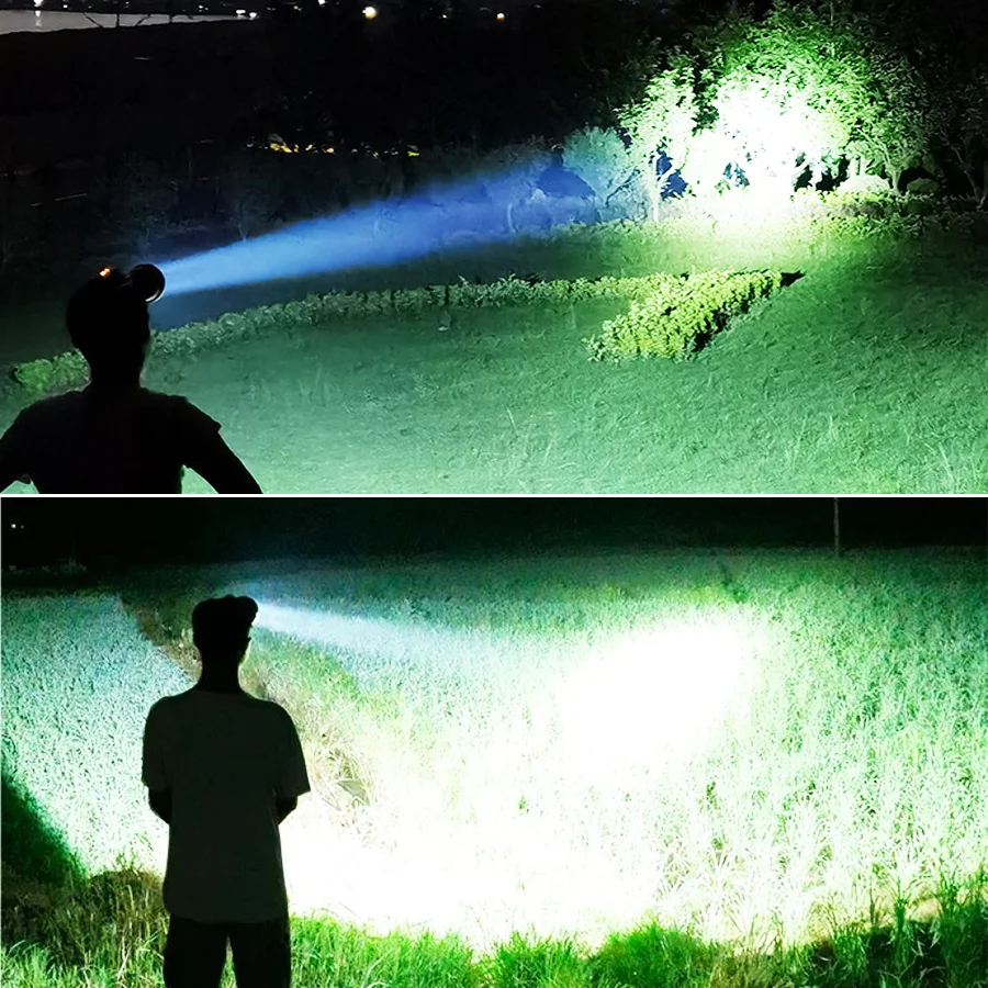 2026 New Super Powerful Headlamp 800W LED IR Sensor Headlight Rechargeable Head Flashlight 3000 Meter Head Lamp Fishing Lantern
