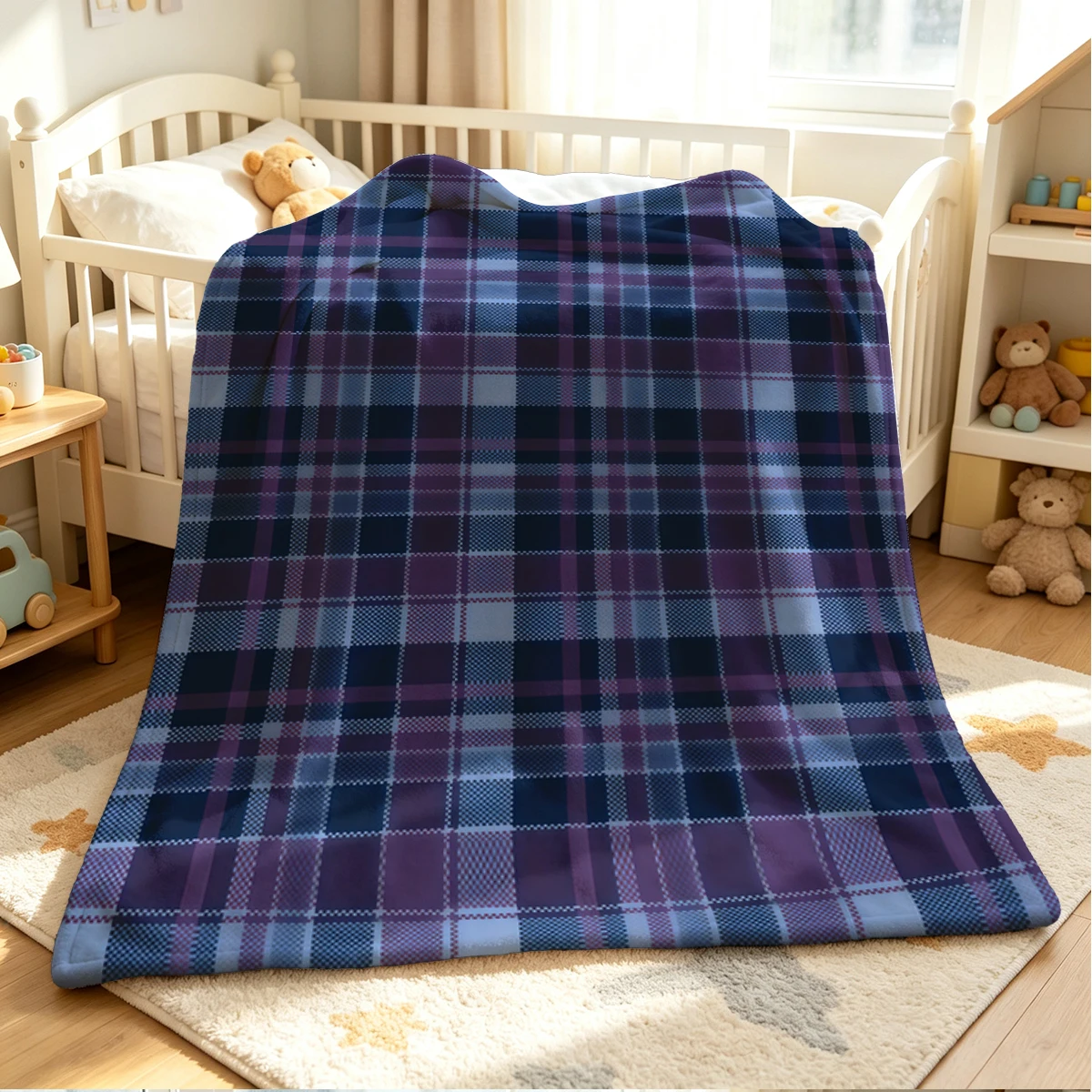 Midnight Check Flannel Blanket Warm Soft Halloween Christmas Couch Warm Cozy Decorative Decor Gift for All Season