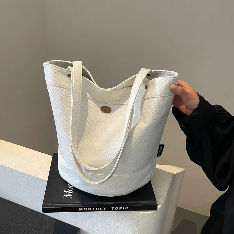 

Original Design High-End Simple Bucket Bag Women's Casual One Shoulder Denim Tote Bag Classic Solid Shoulder Bags Shopper Totes