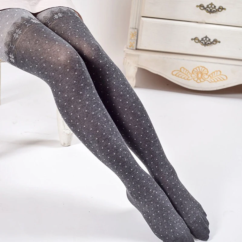 

Retro Dot Pattern Blended Cotton Pantyhose Color Block Knit Hottie Lolita Fashion Elastic Warm Tights