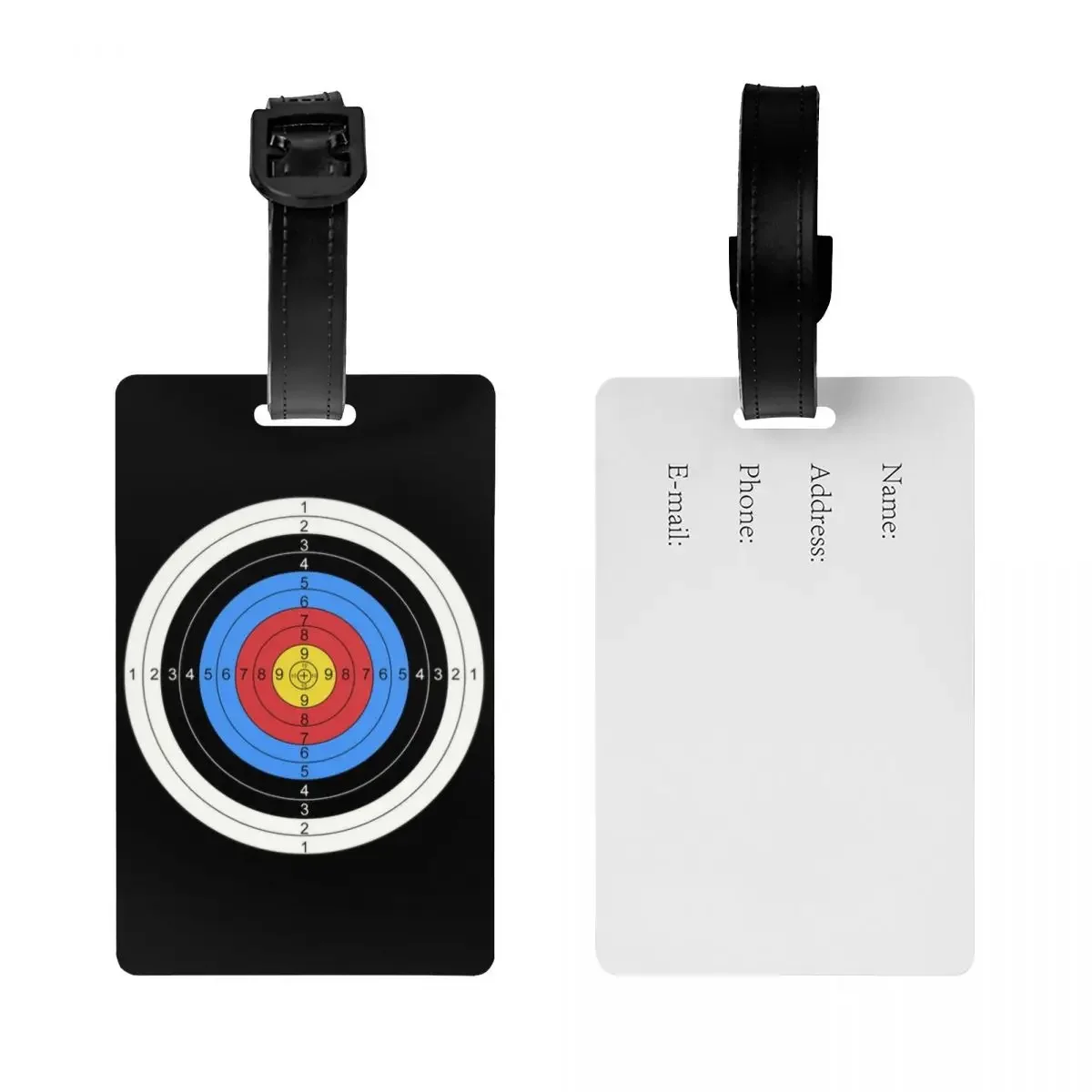 Archery And Gun Range Target Practice Graphic Luggage Tag With Name Card Archer Bow Hunting Label for Travel Bag Suitcase