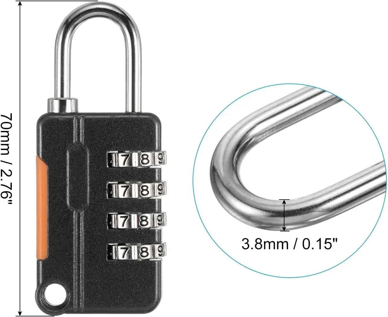 Security Steel Cable with 4 Digit Combination Lock Set 1m Coated Safety Wire Rope Double Loop Padlock for Outdoor Travel Luggage