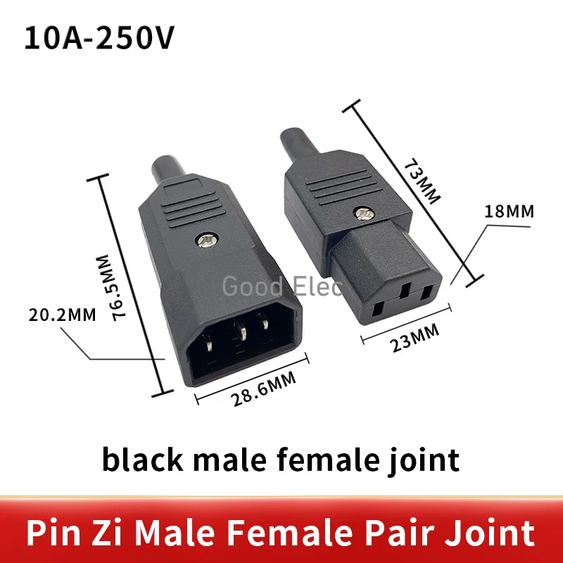 New Wholesale Price 10A 250V Black IEC C13 Male Plug Rewirable Power Connector 3 pin ac Socket