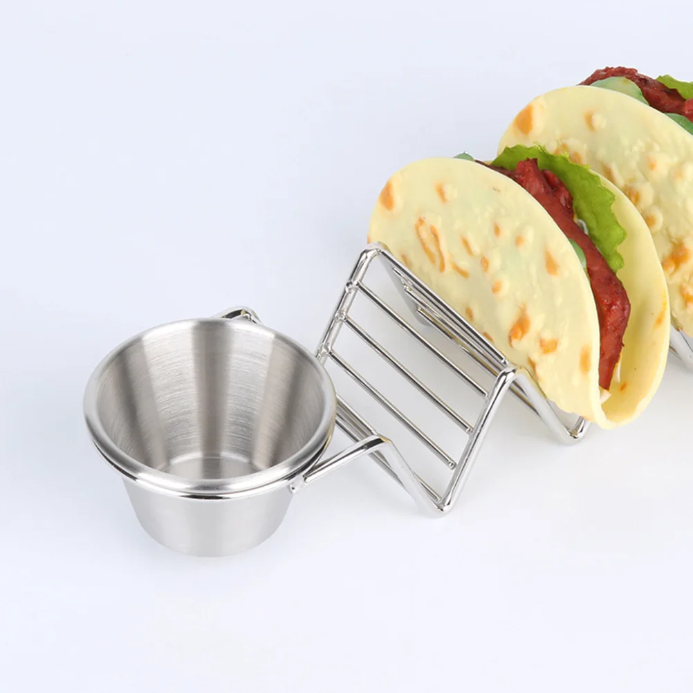 

2 pcs Crepe Stand Taco Holder 304 Stainless Steel Mexican Pancake Rack Food Presentation Kitchen Barware Set