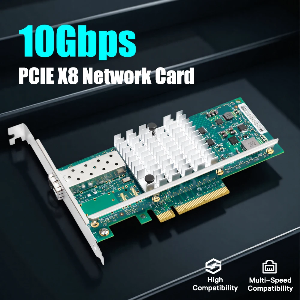 

FENVI 10Gbps PCIe Network Card PCIe x8 to RJ45/Fiber 82599 Chip 10G Ethernet Adapter X520-DA1 LAN Card for Server Windows/Linux