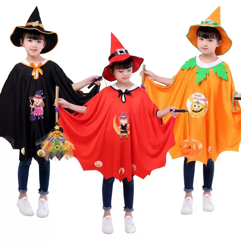 Halloween Witch Pumpkin Cosplay Cloak Ghost Festival Carnival Party Costumes for Child Happy Party Dress Up