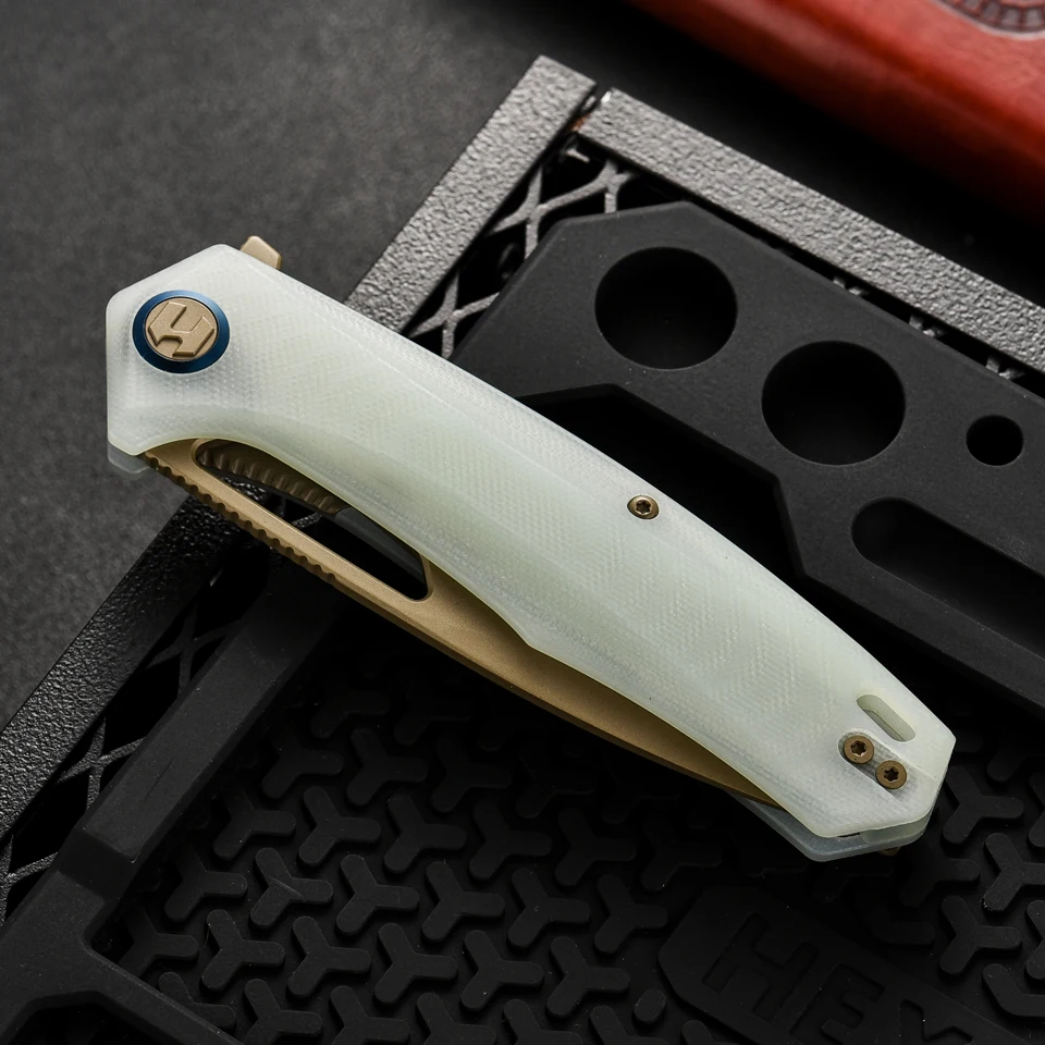 

HARNDS Folding Knife G10 Handle 3.66'' D2 Steel Blade with Pocket Clip for Men, Outdoor Survival Camping Knives Mizar/Alcor