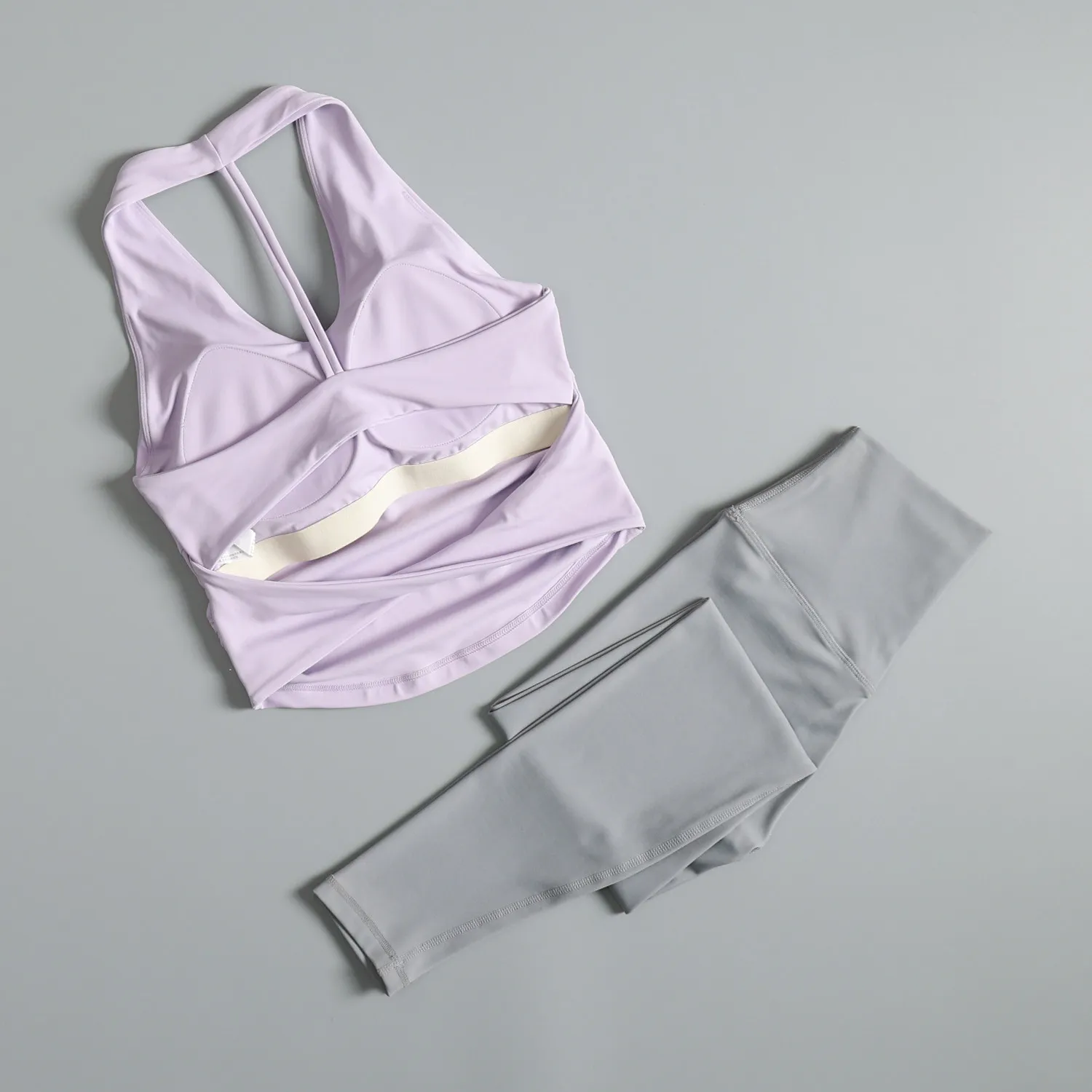 High-end yoga suit for women in summer with chest pads fashionable back sports vest high-waist butt-lifting fitness trousers