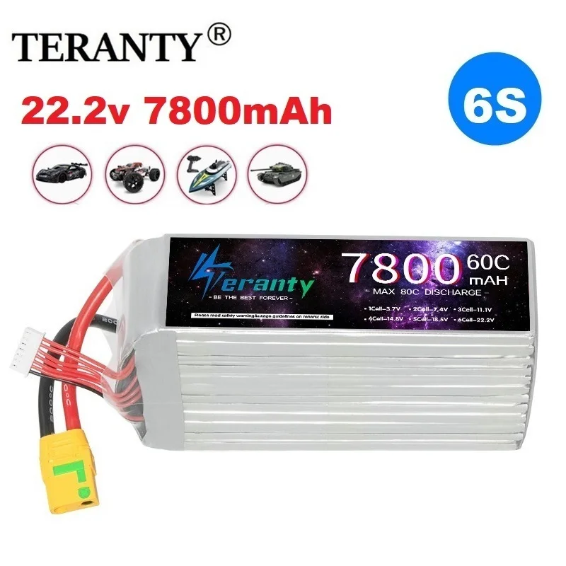 6S Battery 22.2V 7800mah LIPO Battery 60C For Drone RC FPV Helicopter Quadcopter Racing Parts 6S Rechargeable With XT90S EC8