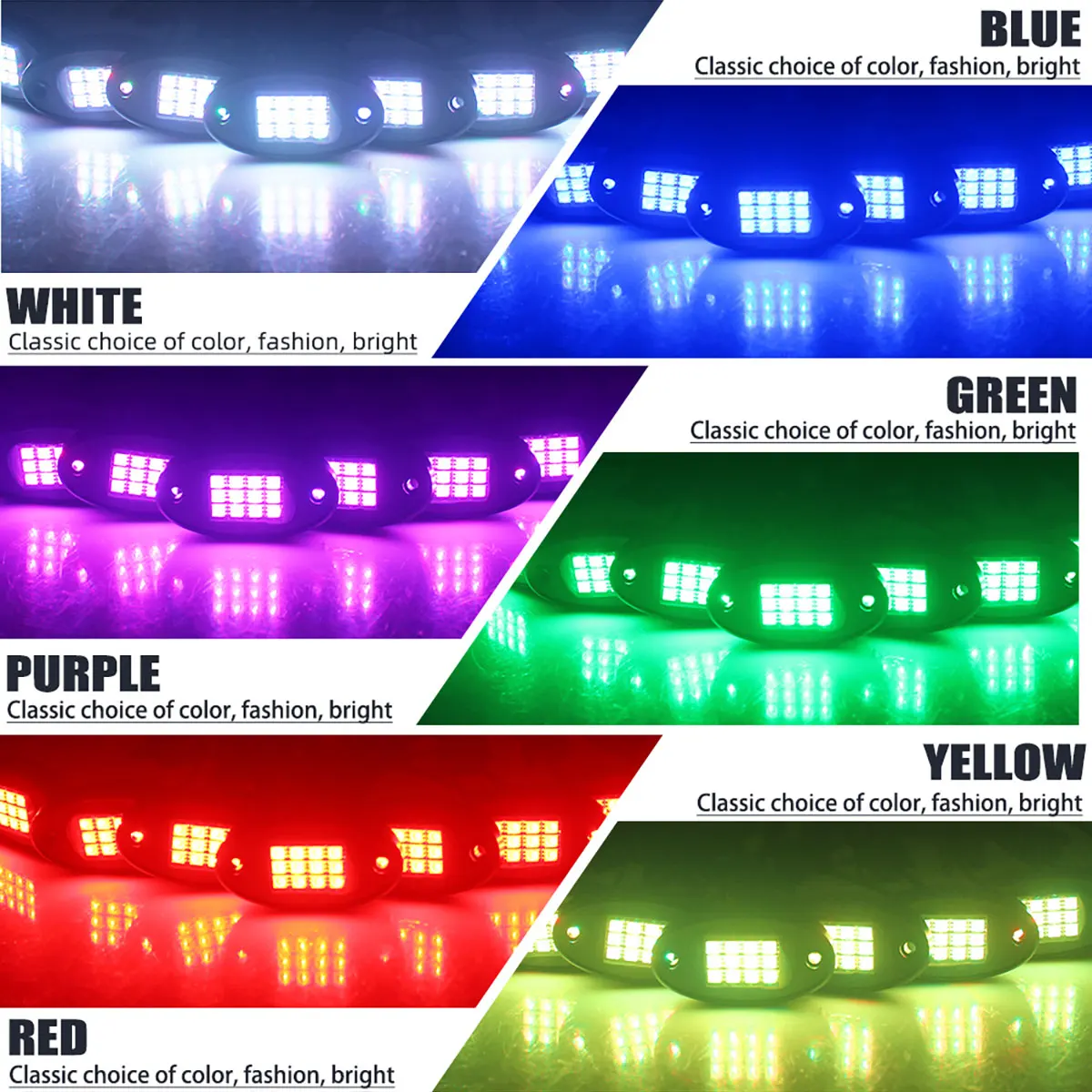 12IN1 RGB أضواء الصخور سطوع عالية متعدد الألوان النيون كيت مع APP/RF التحكم ل ATV & UTV RZR SSV على الطرق الوعرة LED سيارة تحت التوهج 12 فولت #3