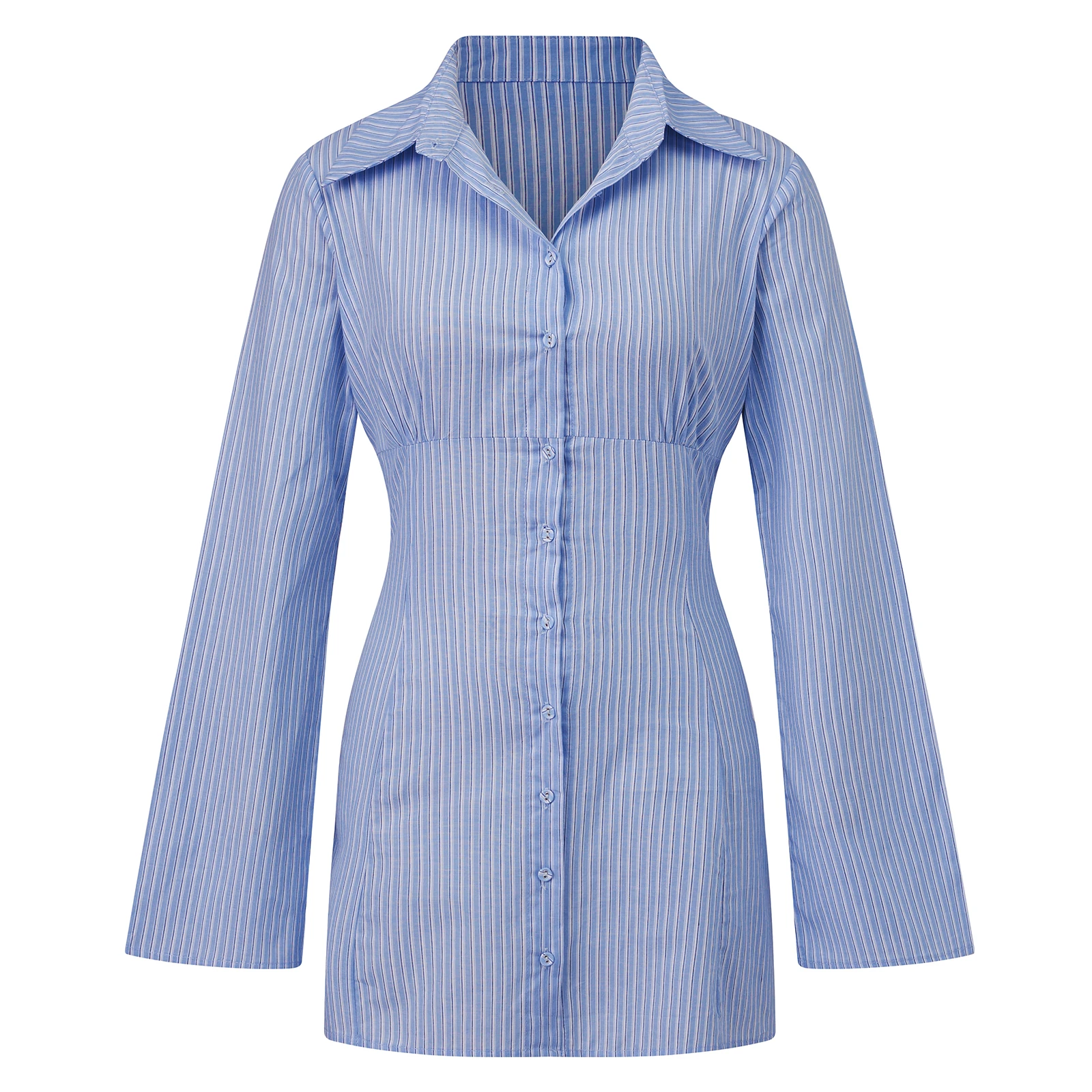 Summer Women's Y2K Shirt Dress Slimming Waist Short Skirt Mini Dress High Waistline Flirty Style Full Sleeve Regular Collar 9 S85c97c42e99642c7a04b729e926d1dad0