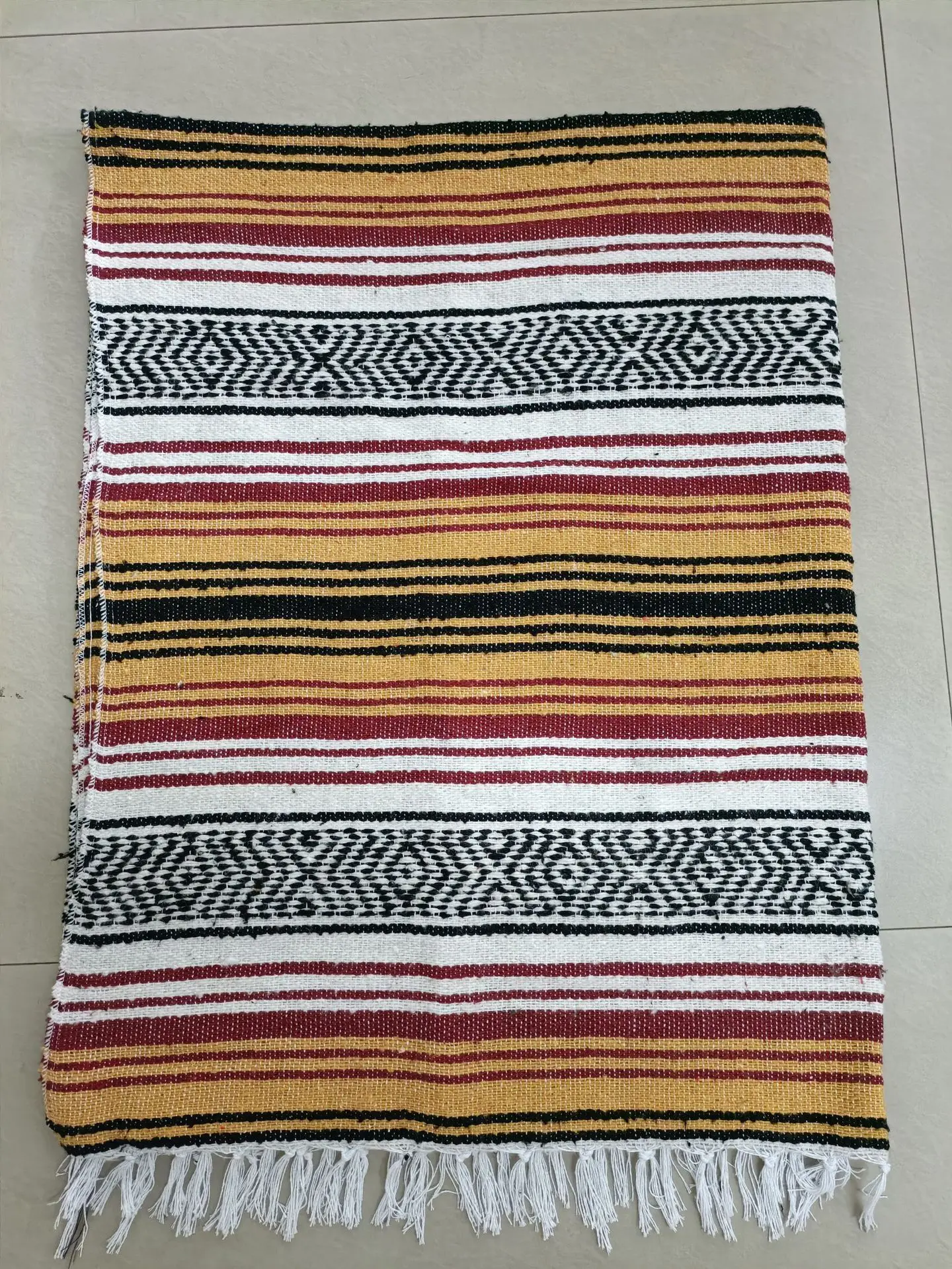 Mexican Blanket Travel Striped Rainbow Beach Blankets Mat for Beds Outdoor Picnic Sofa Cover with Tassel