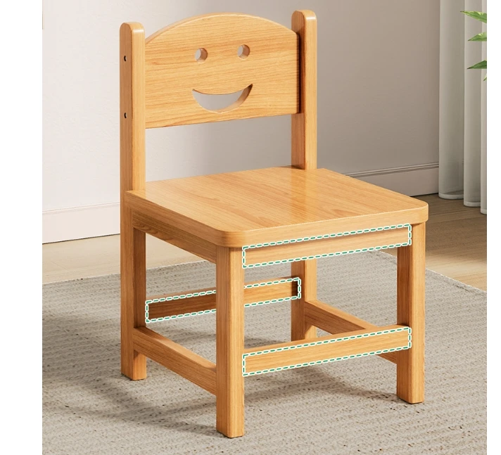 Small solid wood stool family living room low stool children back small chair net red round stool small simple square stool