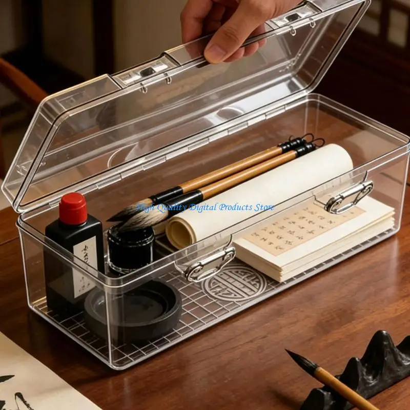 U2JE Modern Transparent Stationeries Organizers Storage Solution With Spacious Compartments For Artists Drawing Materials