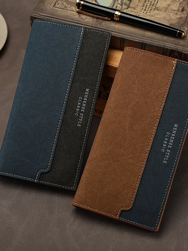 

Leather Wallet for Men Long Sle Multi-Card Slot Busin Card Document Holder Faionable Trendy Men's Money Clip