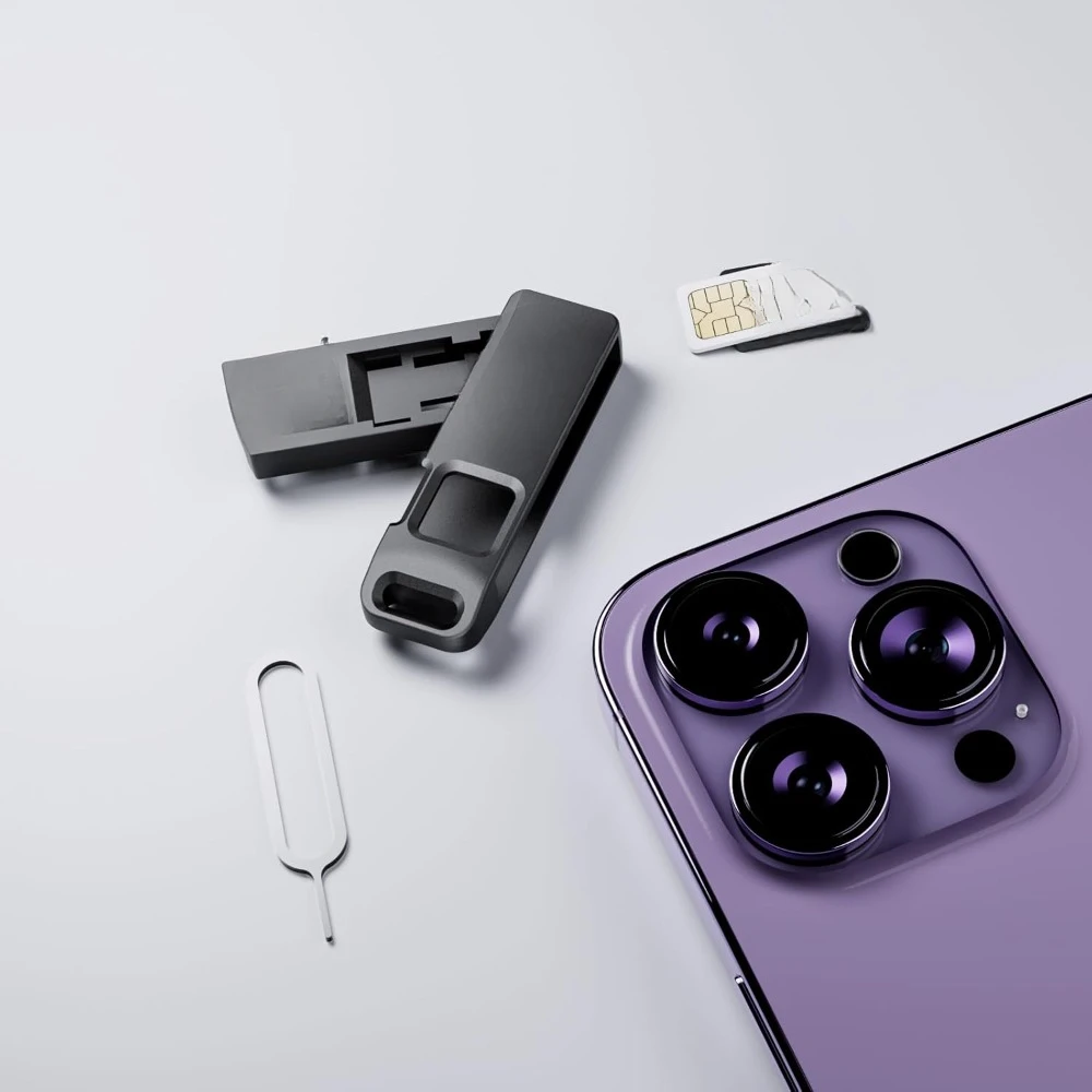 Strumento per espulsionare il perno del vassoio della carta Espulsione l'apertura del perno con una piccola scatola per riporre le carte Sim /TF