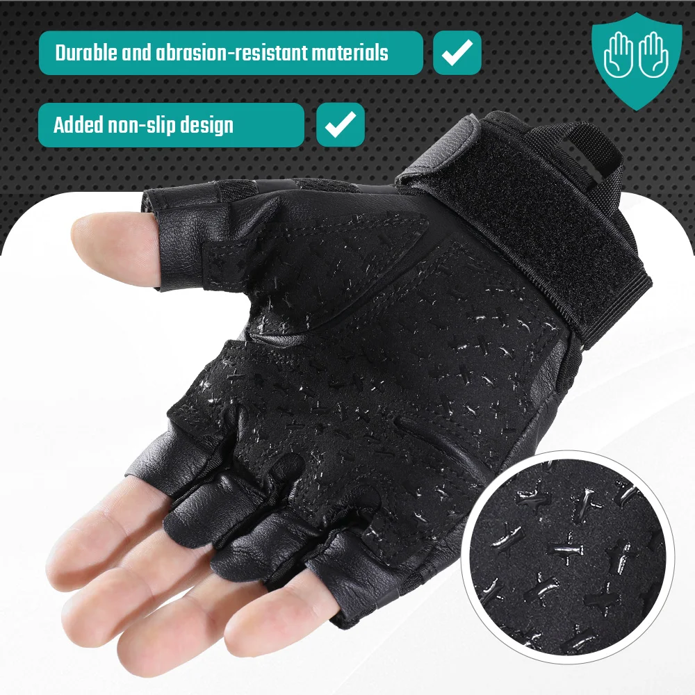 Guantes tácticos sin dedos, antideslizantes, transpirables, carcasa dura, equipo de protección de medio dedo para senderismo, combate, tiro, caza